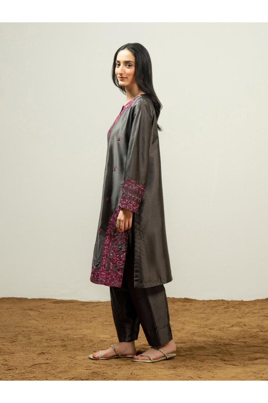 Silk Embroidered Two-Piece Suit Set
