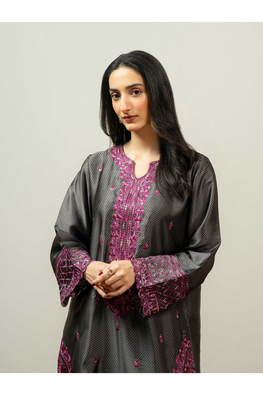 Silk Embroidered Two-Piece Suit Set
