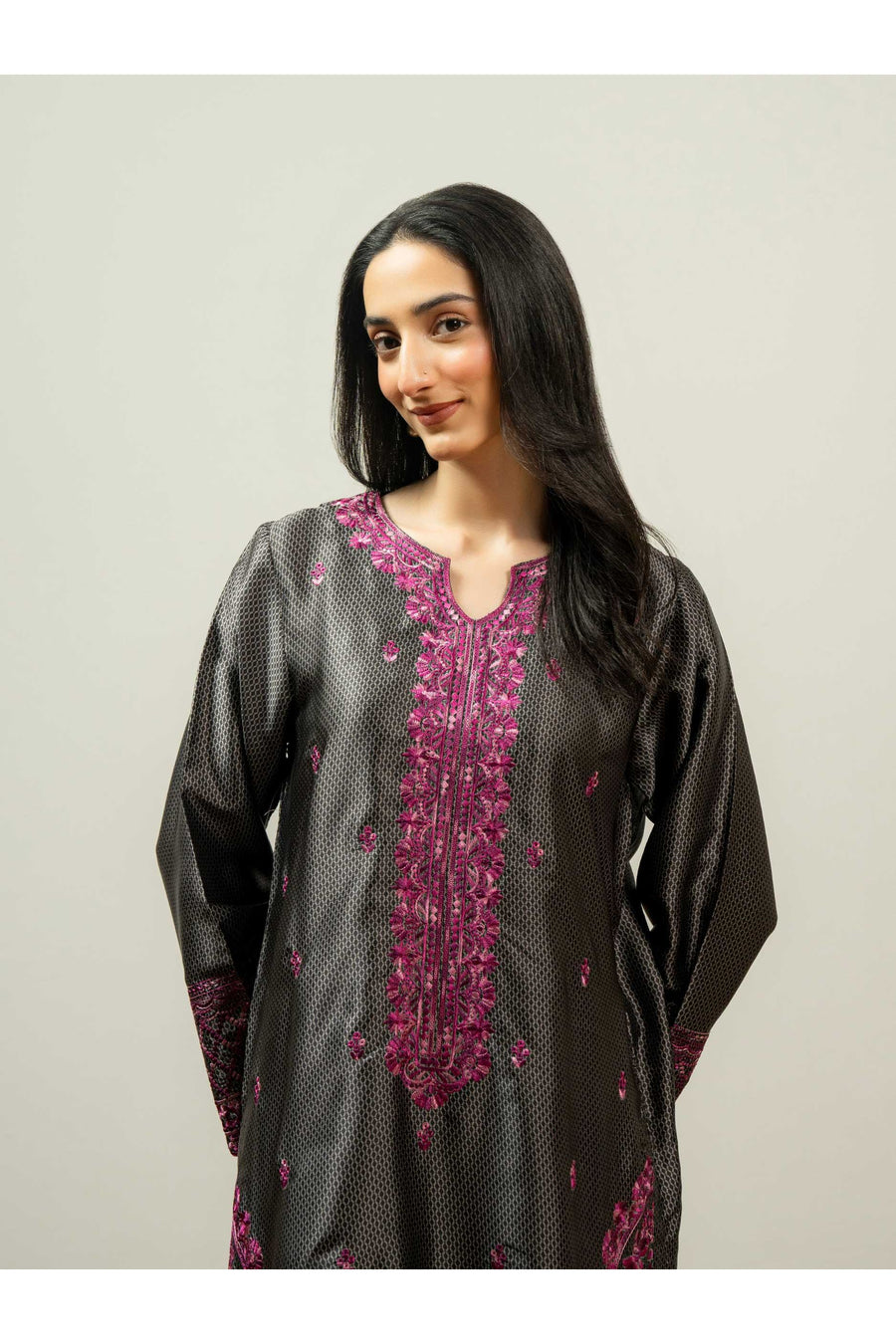 Silk Embroidered Two-Piece Suit Set