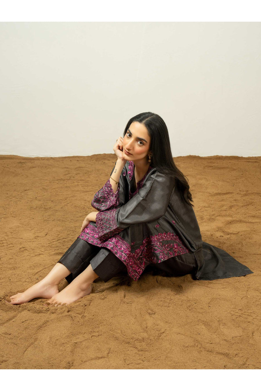 Silk Embroidered Two-Piece Suit Set