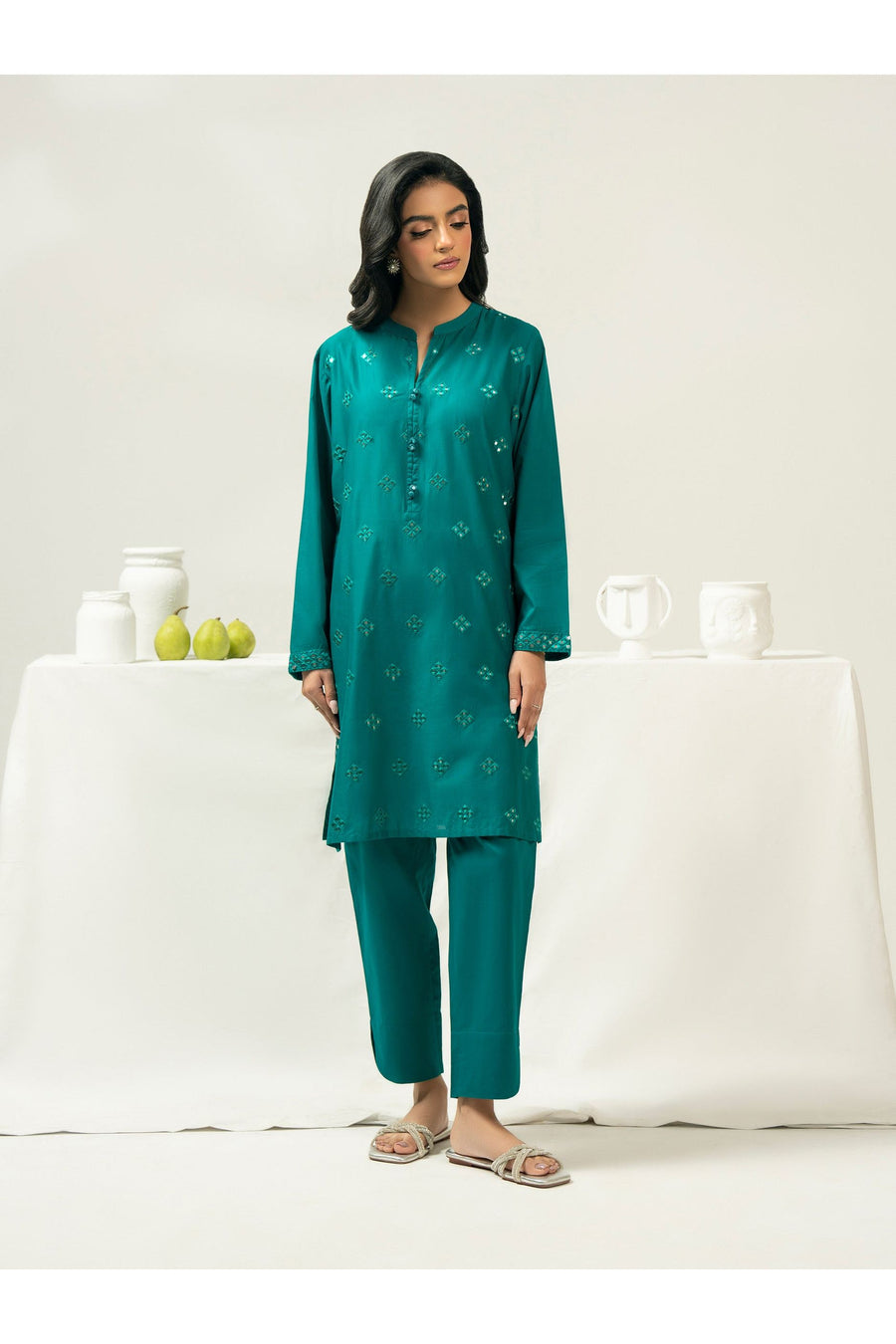 Embroidered Cambric 2 Piece Suit Set