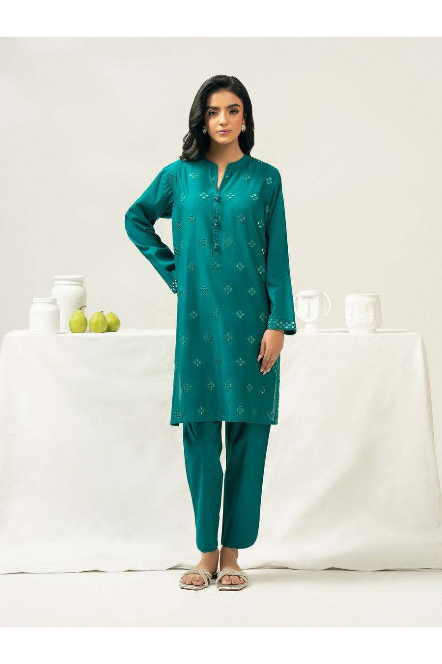 Embroidered Cambric 2 Piece Suit Set