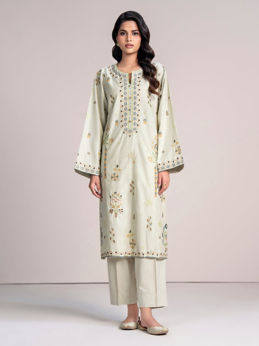 2 Piece Yarn Dyed Suit- Embroidered (Pret) - Pehnaawaa