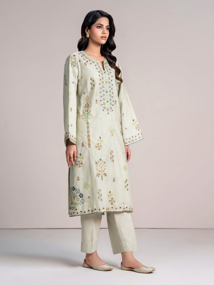 2 Piece Yarn Dyed Suit- Embroidered (Pret) - Pehnaawaa
