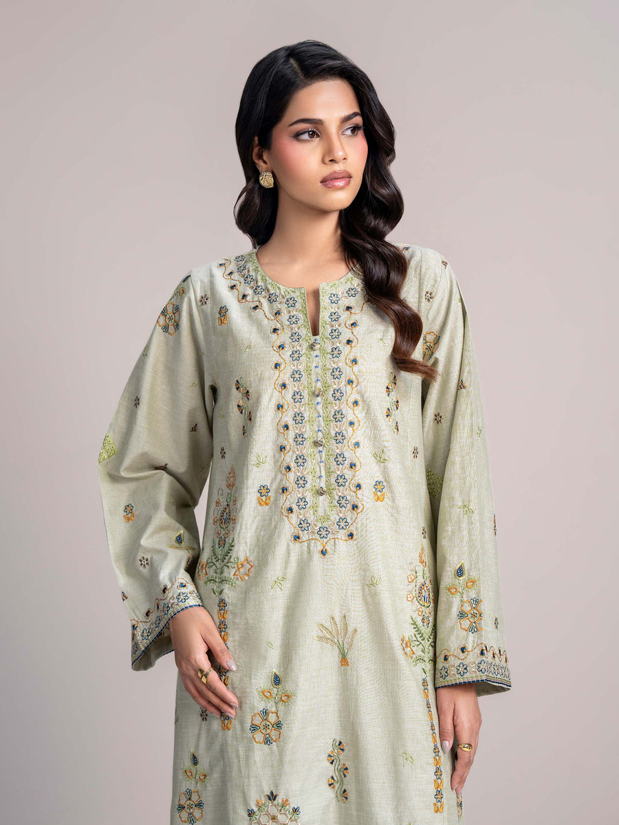 2 Piece Yarn Dyed Suit- Embroidered (Pret) - Pehnaawaa