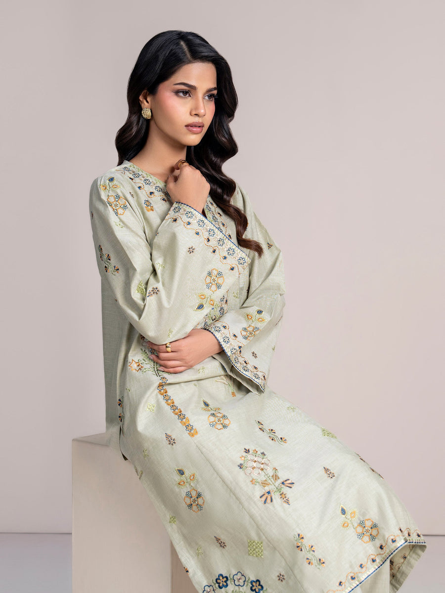 2 Piece Yarn Dyed Suit- Embroidered (Pret) - Pehnaawaa