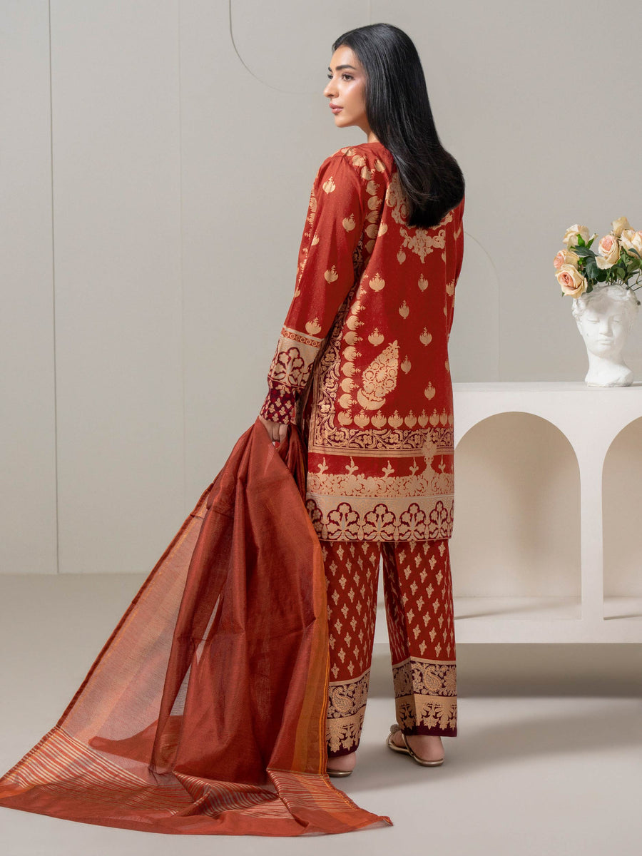 3 Piece Lawn Suit-Paste-Print (Pret) - Pehnaawaa
