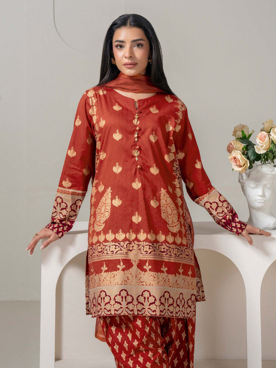 3 Piece Lawn Suit-Paste-Print (Pret) - Pehnaawaa