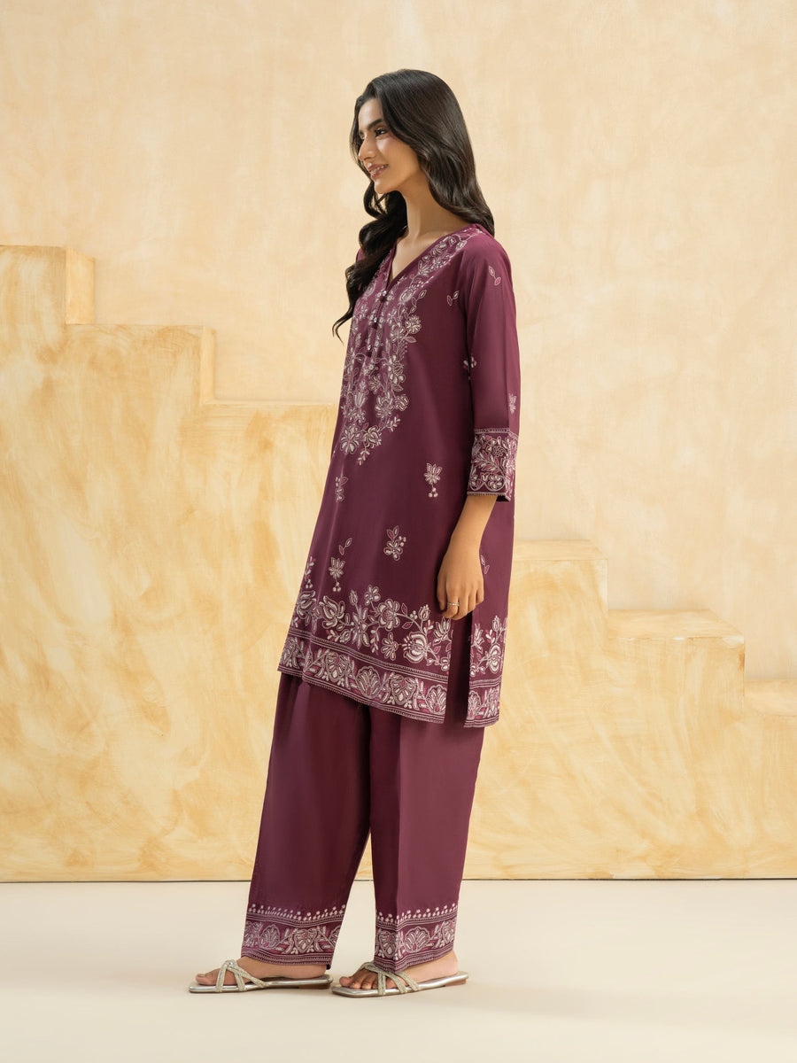 2 Piece Cambric Suit-Paste Print (Pret)