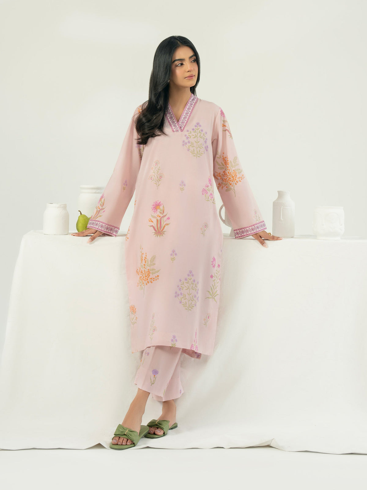 2 Piece Cambric Suit-Printed (Pret)
