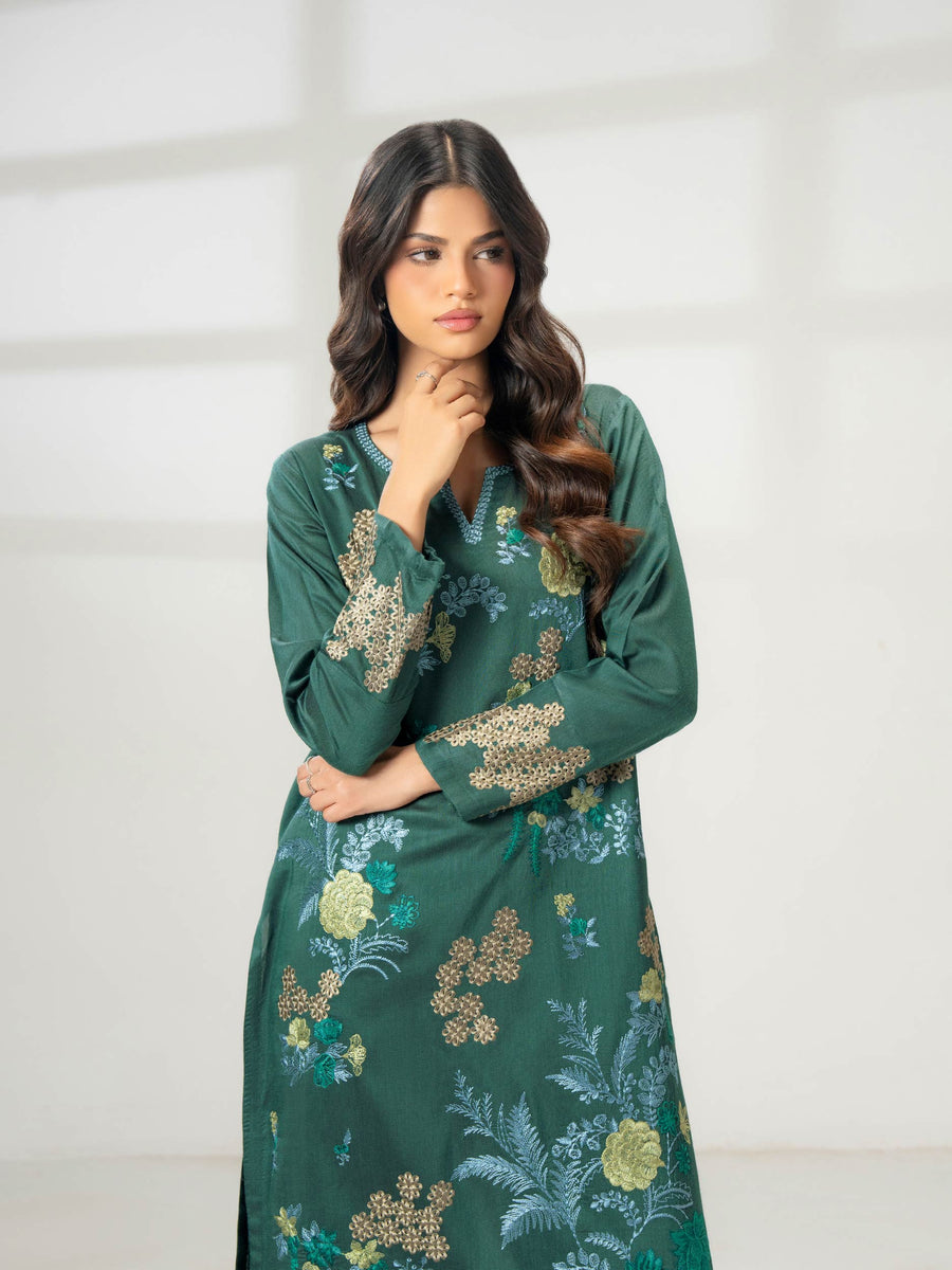 2 Piece Raw Silk Suit-Embroidered (Pret) - Pehnaawaa