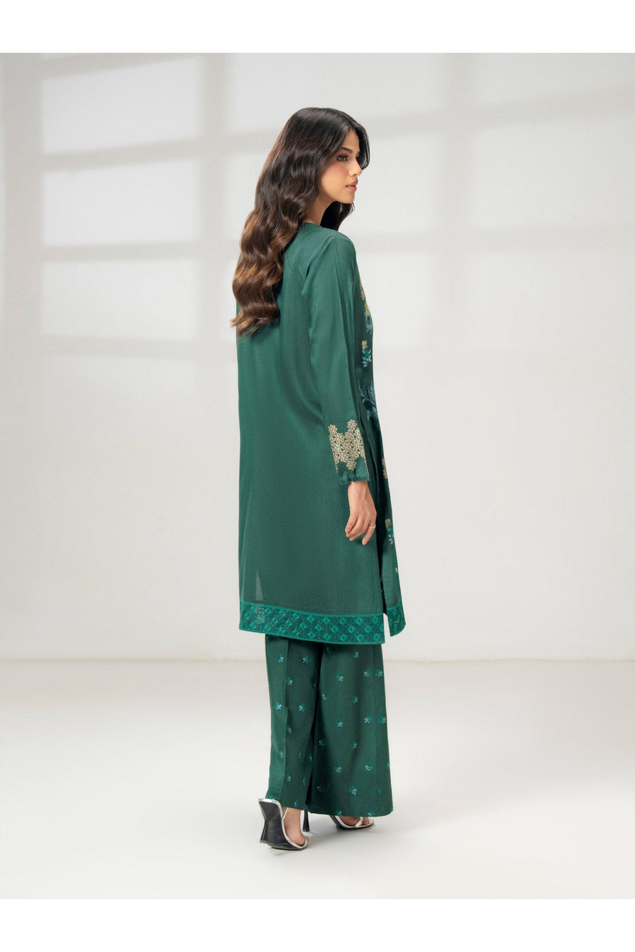Embroidered Raw Silk 2-Piece Suit Set