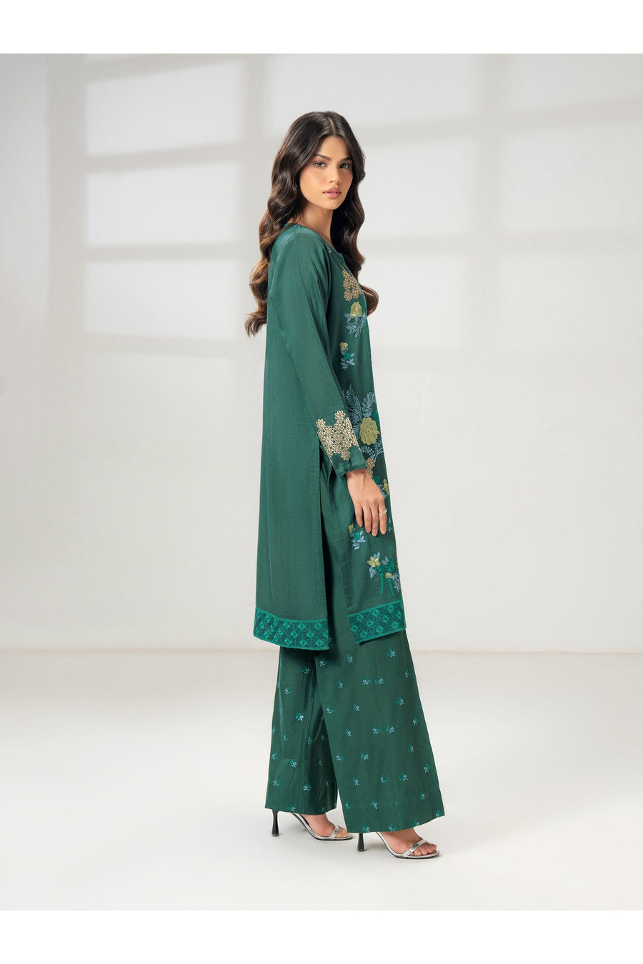 Embroidered Raw Silk 2-Piece Suit Set