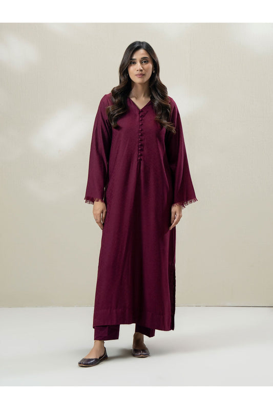 Burgundy Jacquard 2-Piece Suit | Heritage Loom Texture - Pehnaawaa