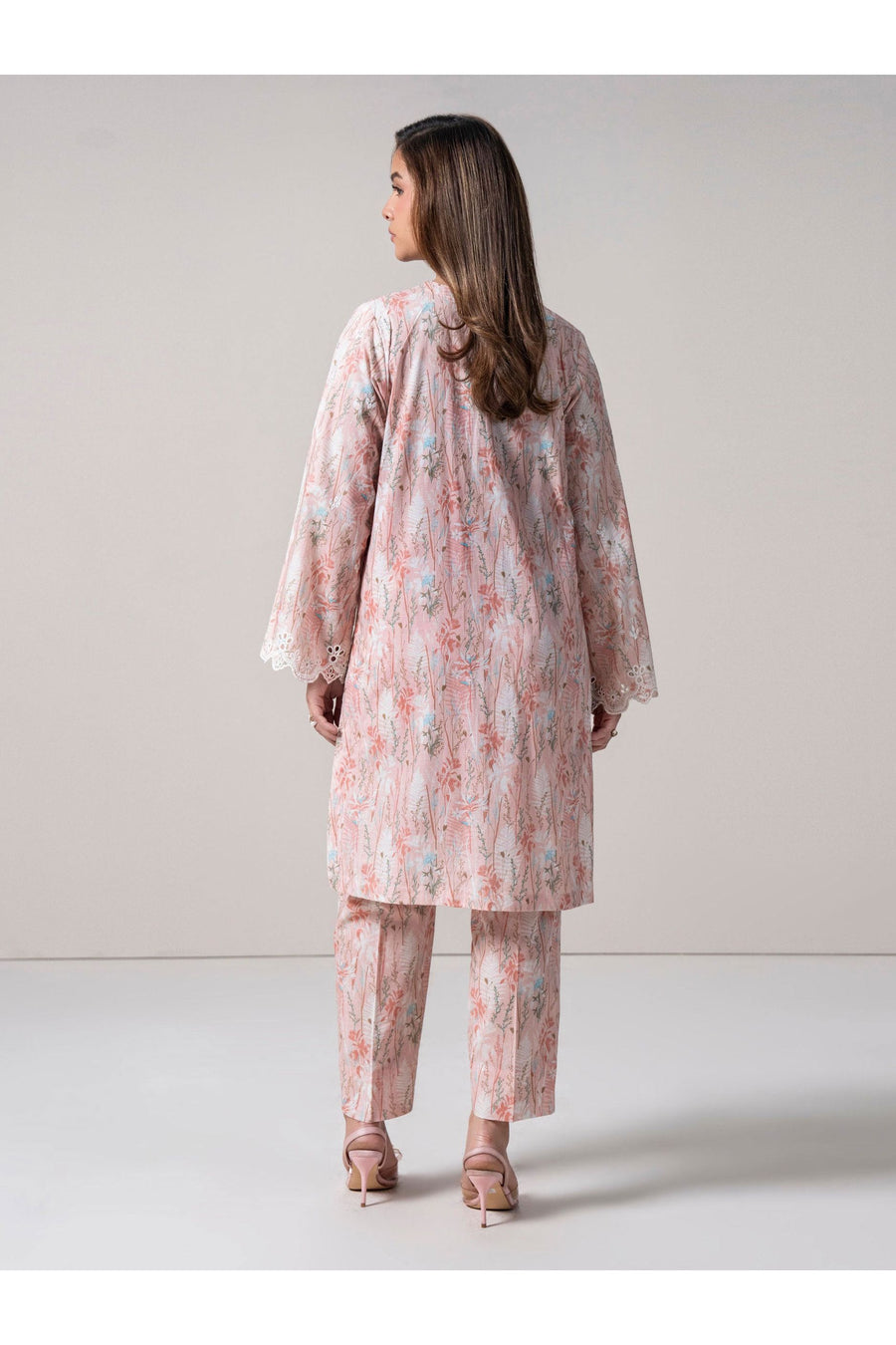 Tea Pink Cambric 2-Piece Salwar Kameez | Schiffli Lace