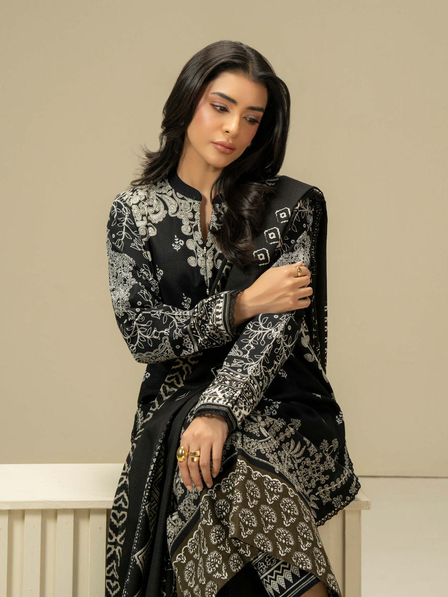 3 Piece Khaddar Suit-Paste Print (Pret)