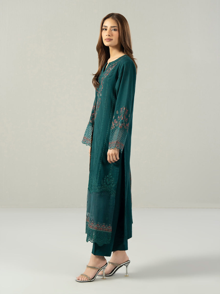 3-Piece Slub Khaddar Suit- Embroidered (Pret) - Pehnaawaa