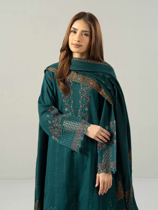 3-Piece Slub Khaddar Suit- Embroidered (Pret) - Pehnaawaa