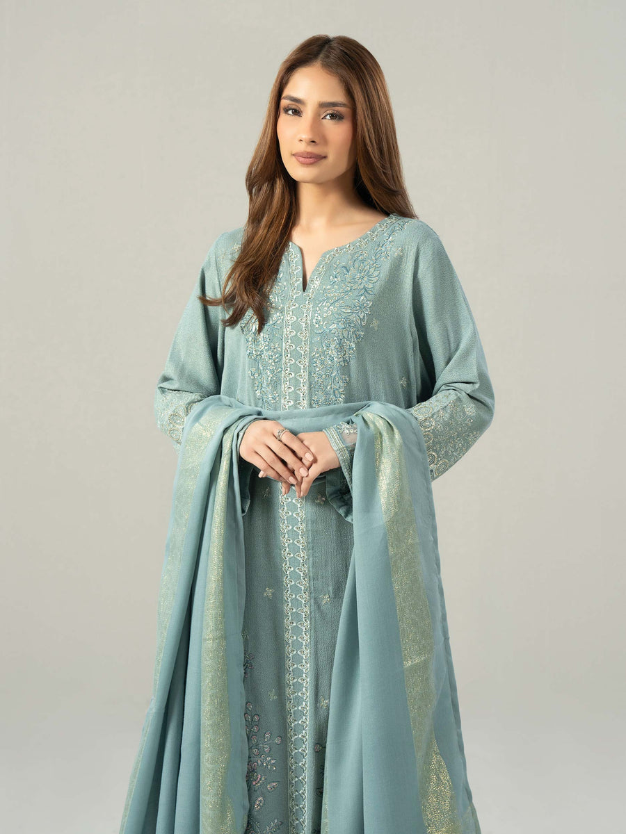 3 Piece Missouri Karandi Suit-Embroidered (Pret) - Pehnaawaa