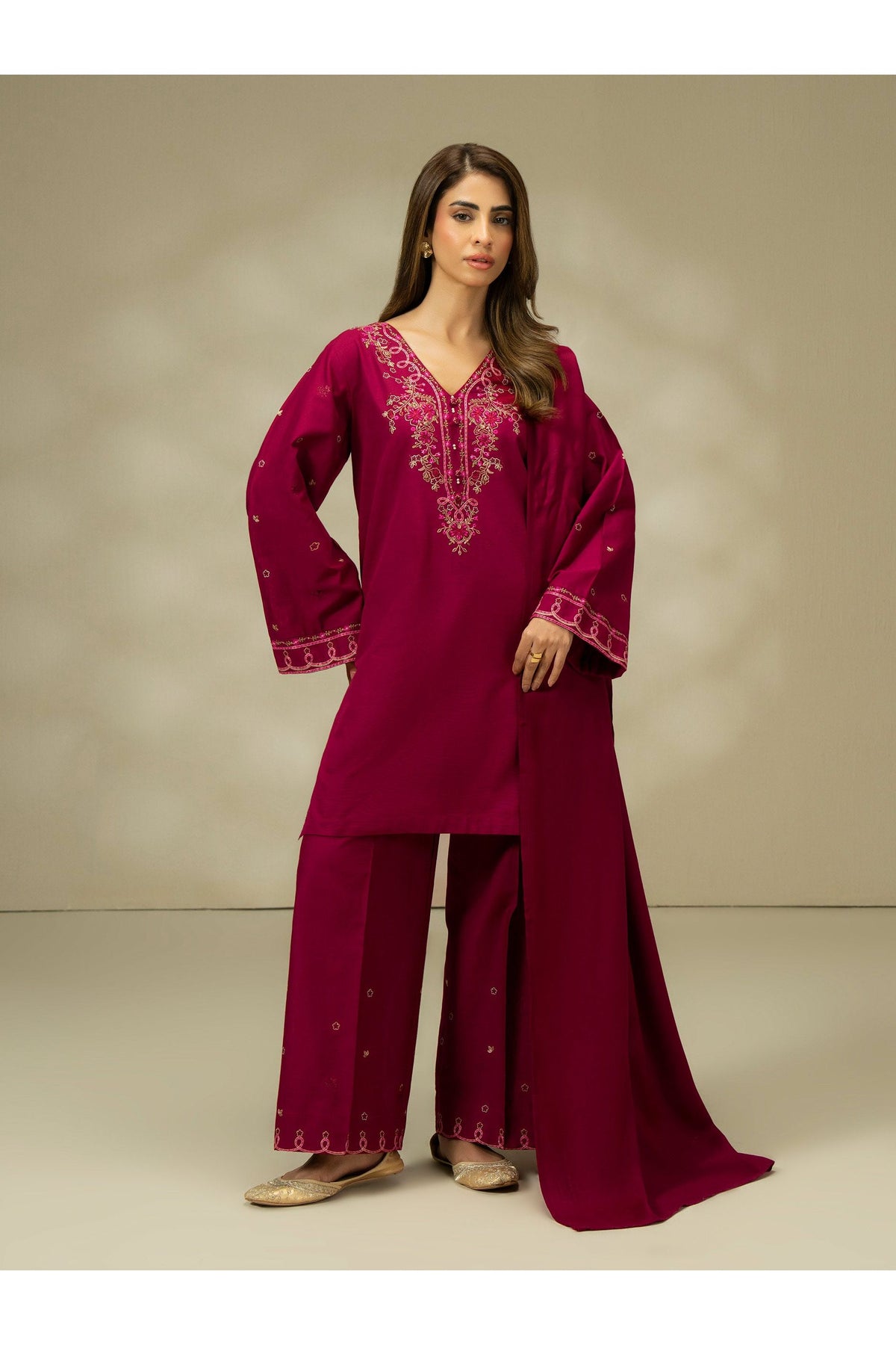 Embroidered 3 Piece Khaddar Suit Set