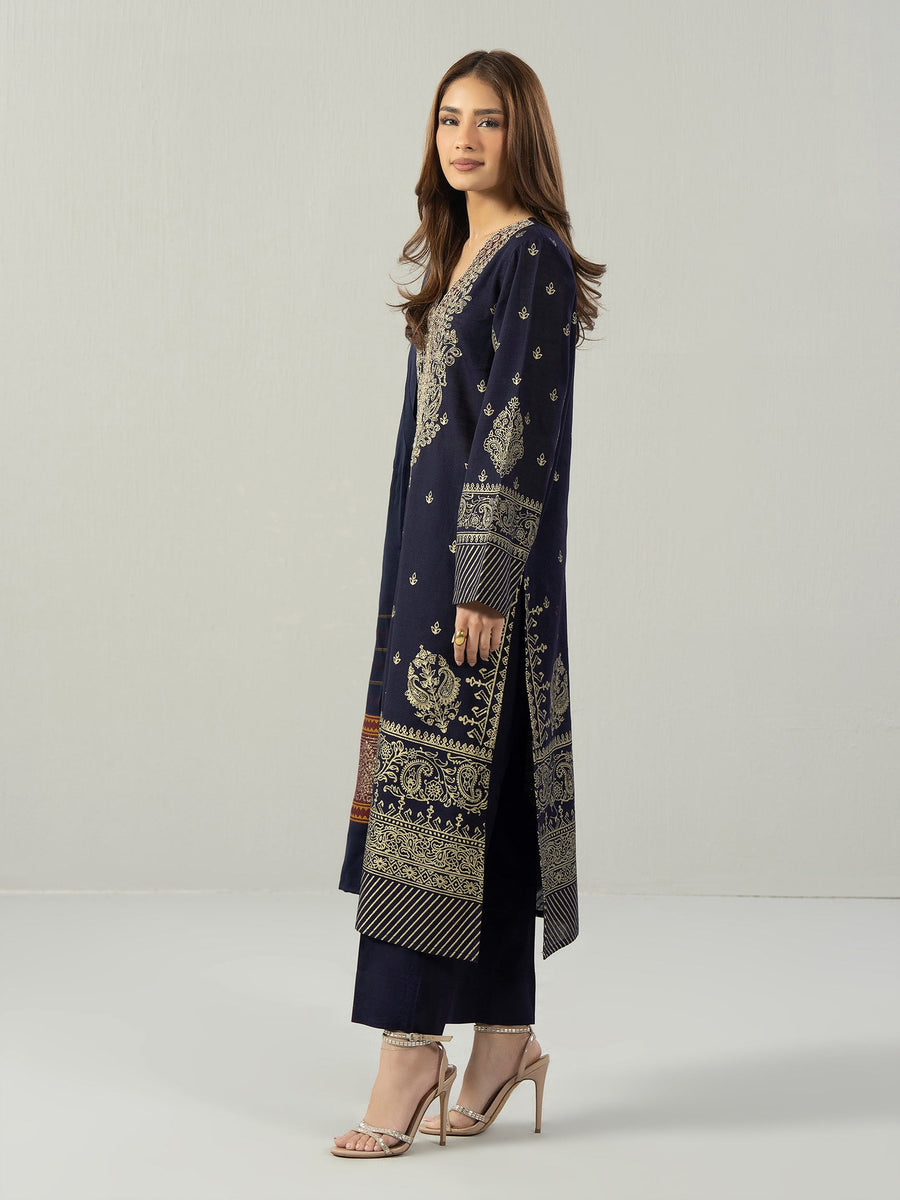 3 Piece Slub Khaddar Suit- Embroidered (Pret) - Pehnaawaa
