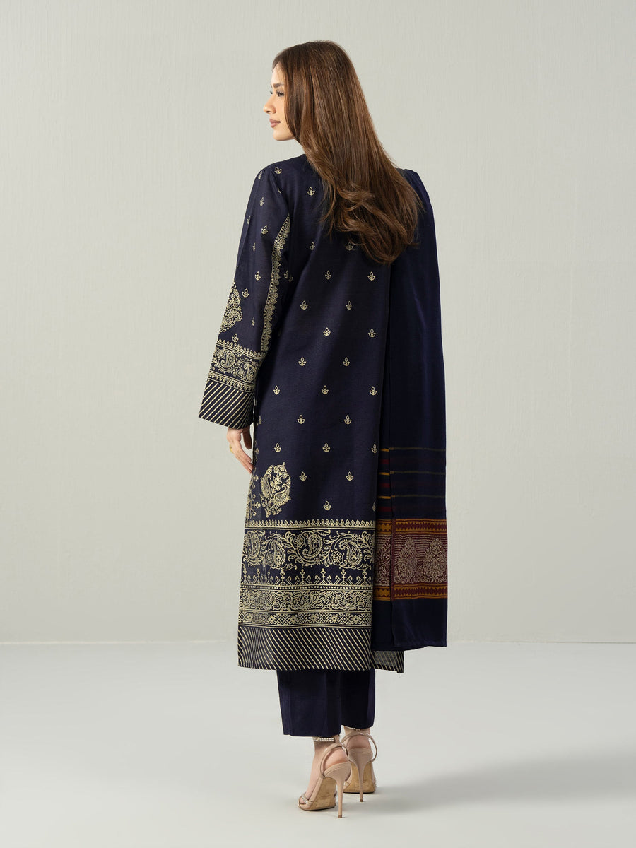 3 Piece Slub Khaddar Suit- Embroidered (Pret) - Pehnaawaa