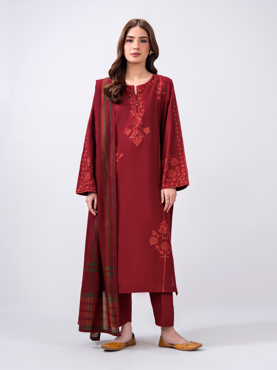 3 Piece Khaddar Suit- Embroidered (Pret) - Pehnaawaa