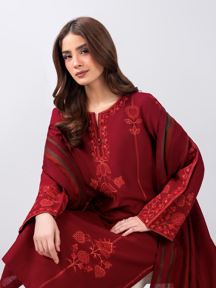 3 Piece Khaddar Suit- Embroidered (Pret) - Pehnaawaa