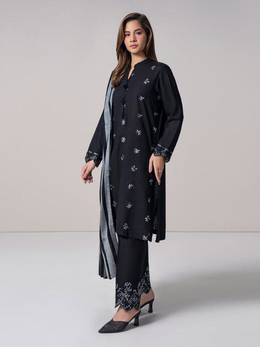 3 Piece Slub Khaddar Suit- Embroidered (Pret) - Pehnaawaa