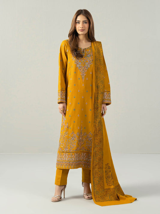 3 Piece Slub Khaddar Suit- Embroidered (Pret) - Pehnaawaa