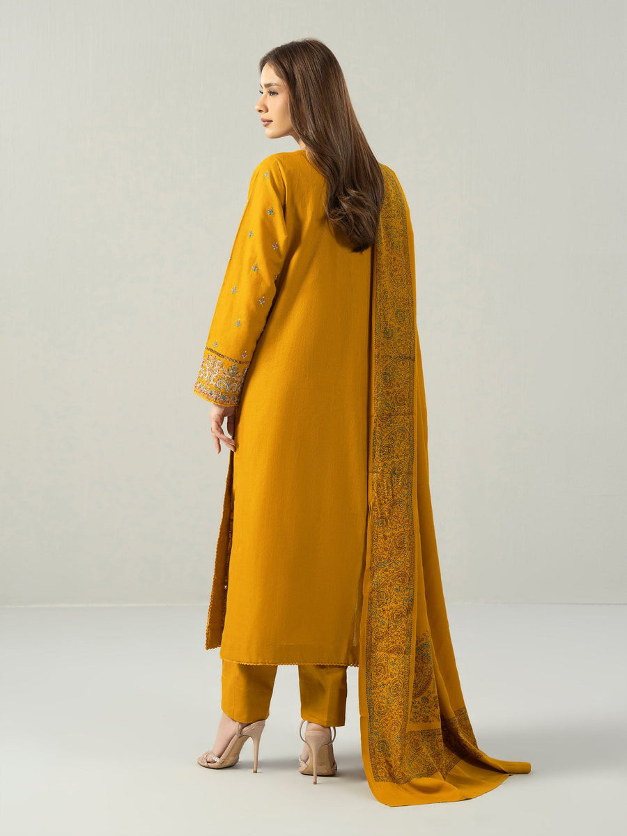 3 Piece Slub Khaddar Suit- Embroidered (Pret) - Pehnaawaa