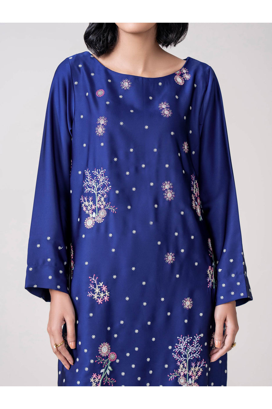 Midnight Navy Silk 3-Piece Salwar Kameez | Zardosi Floral