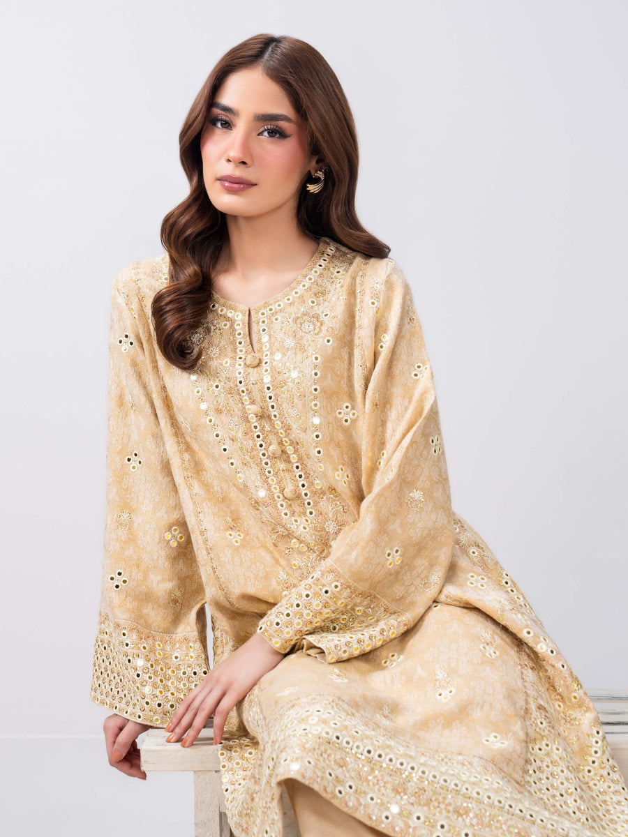 2 Piece Missouri Jacquard Suit- Embroidered (Pret) - Pehnaawaa