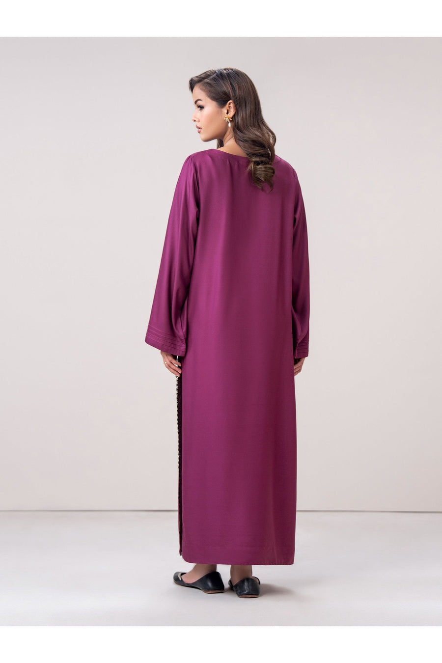 Plum Crepe 1-Piece Kurta | Heritage Resham Embroidery