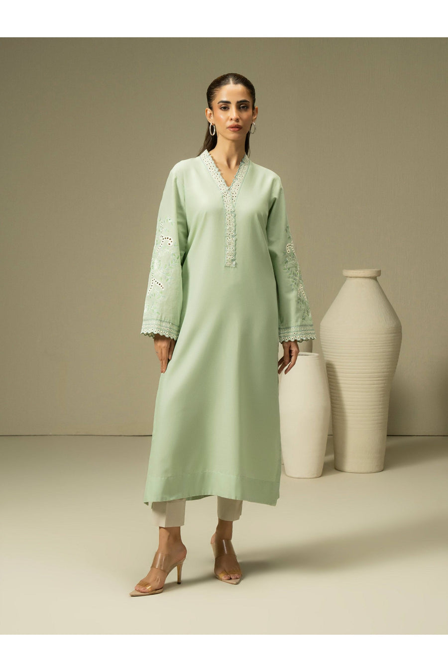Embroidered Khaddar Shirt for Effortless Style