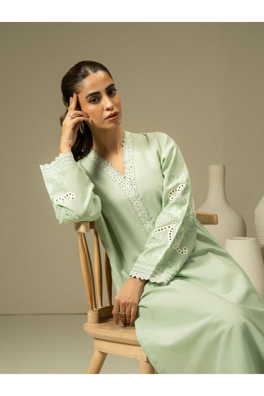 Embroidered Khaddar Shirt for Effortless Style