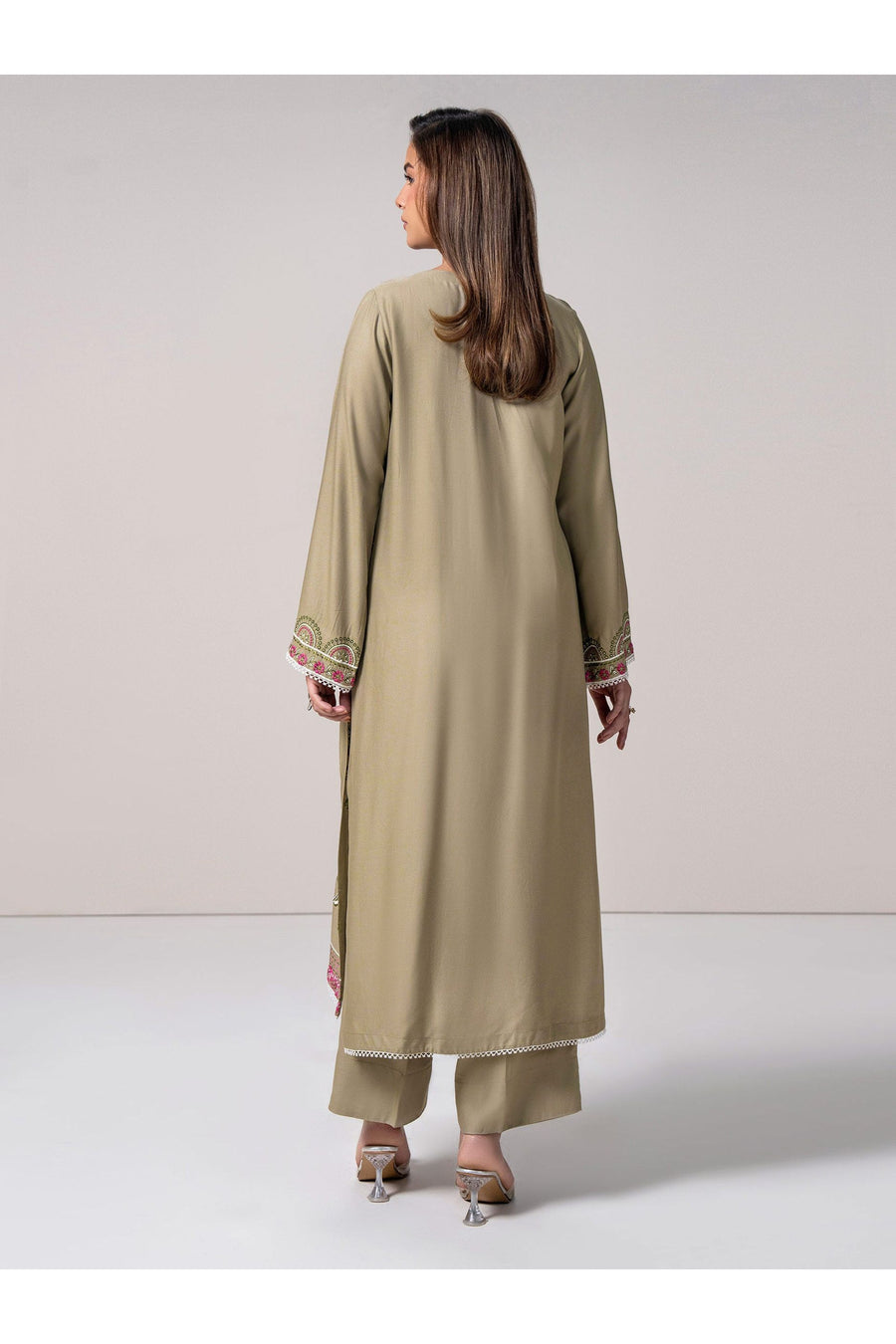 Sage Green Lawn 3-Piece Suit | Resham Floral Embroidery