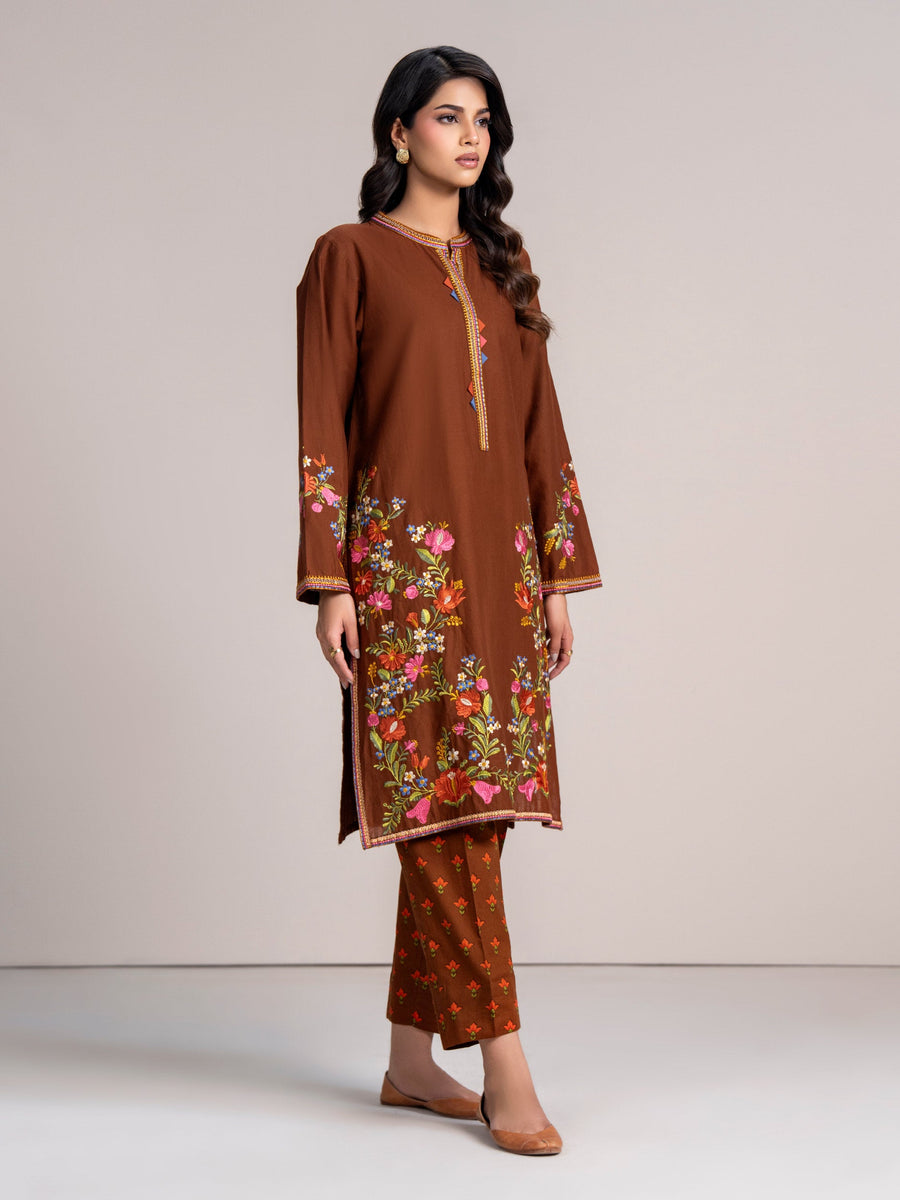 2-Piece Khaddar Suit-Embroidered (Pret) - Pehnaawaa