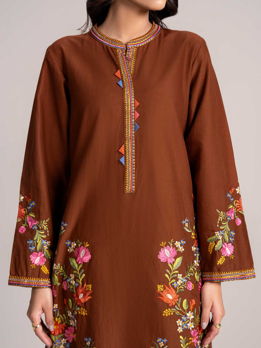2-Piece Khaddar Suit-Embroidered (Pret) - Pehnaawaa