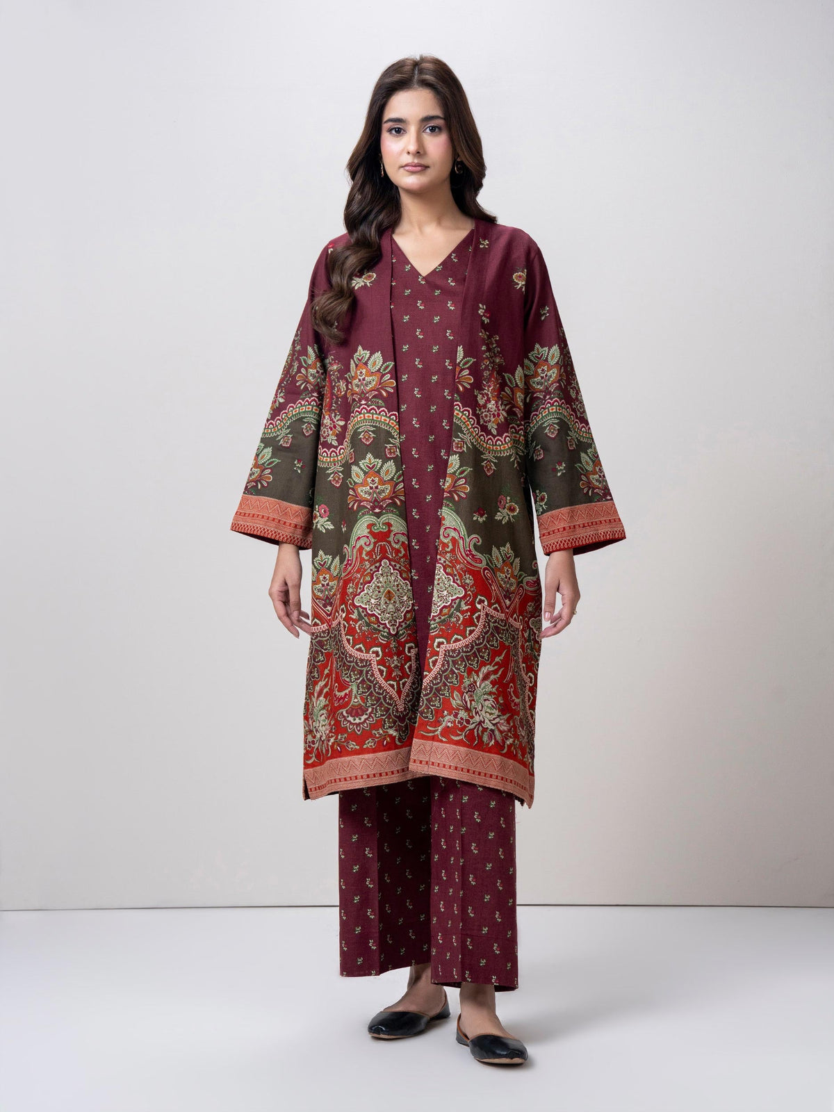 2 Piece Cardigan Khaddar Suit (Pret)