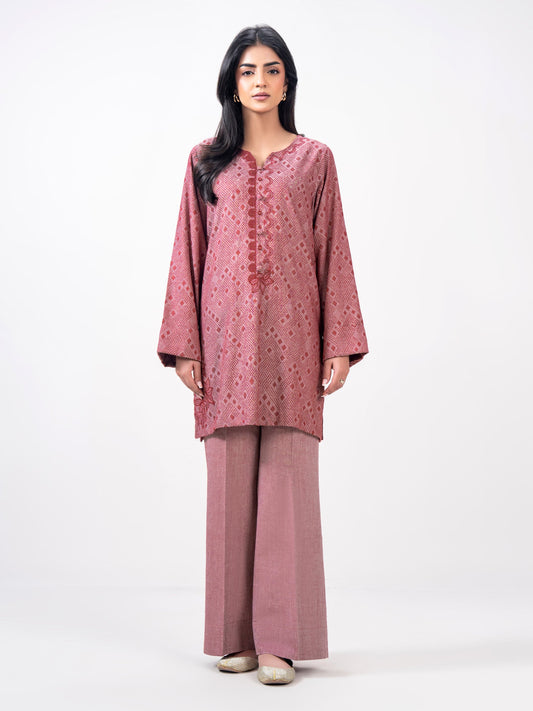 2 Piece Jacquard Yarn Dyed Suit- Embroidered (Pret) - Pehnaawaa