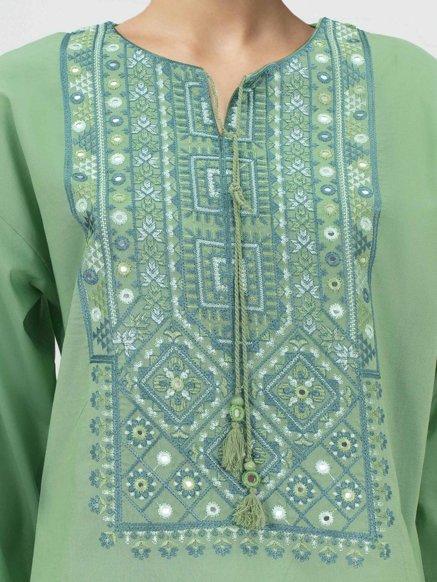 Green Cambric Eastern Top | Tassel