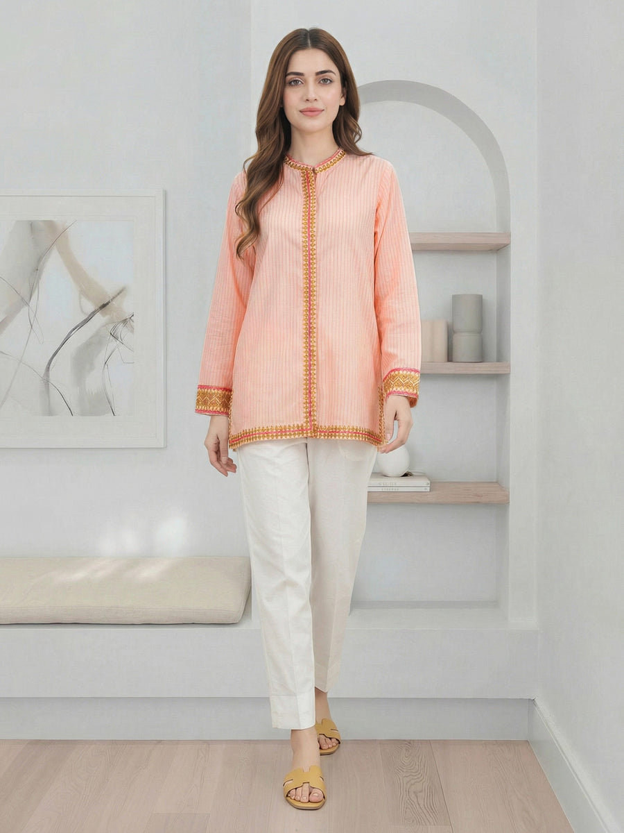 Yarn Dyed Kurti- Embroidered (Pret)