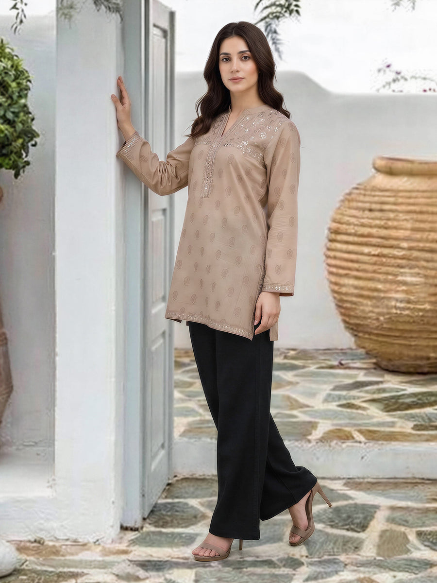 Lawn Slub Kurti- Embroidered (Pret) - Pehnaawaa
