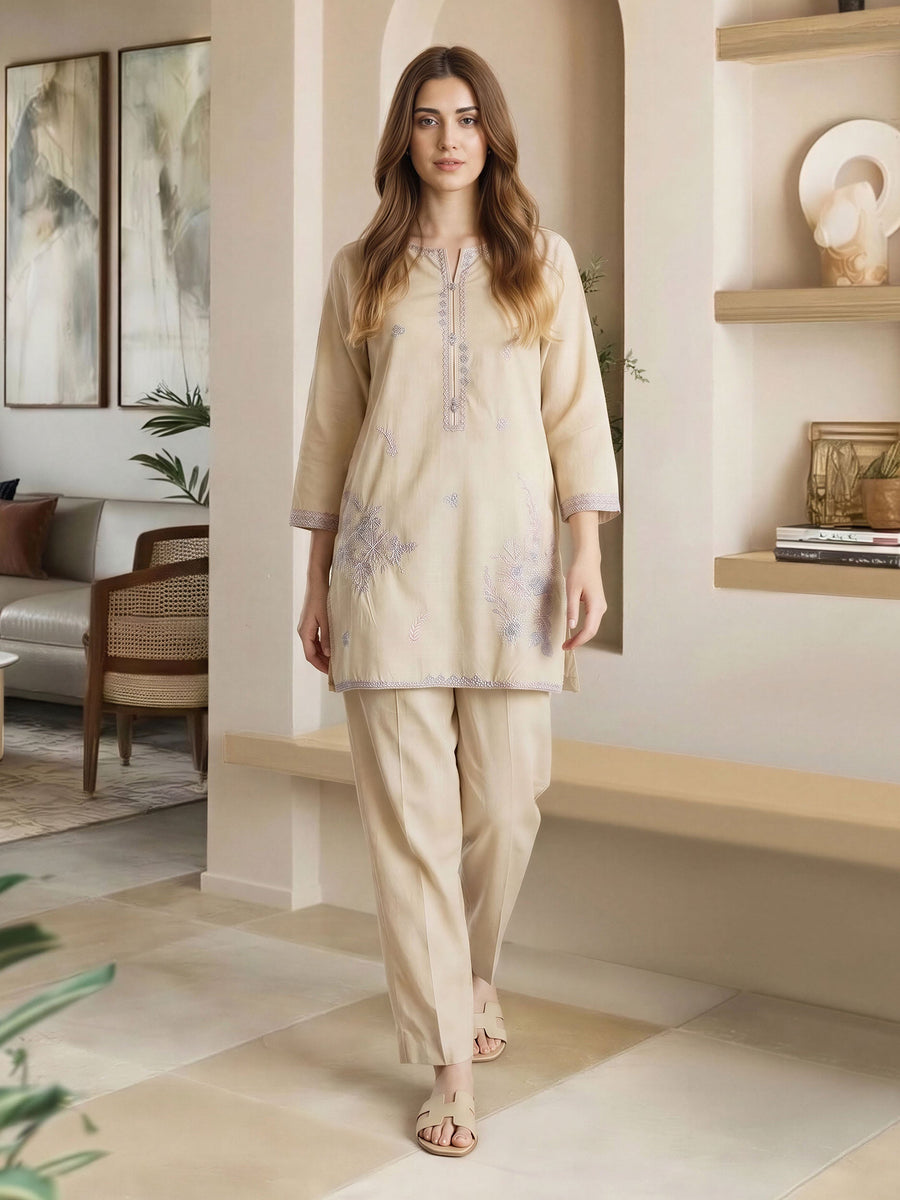 Yarn Dyed Kurti- Embroidered (Pret) - Pehnaawaa