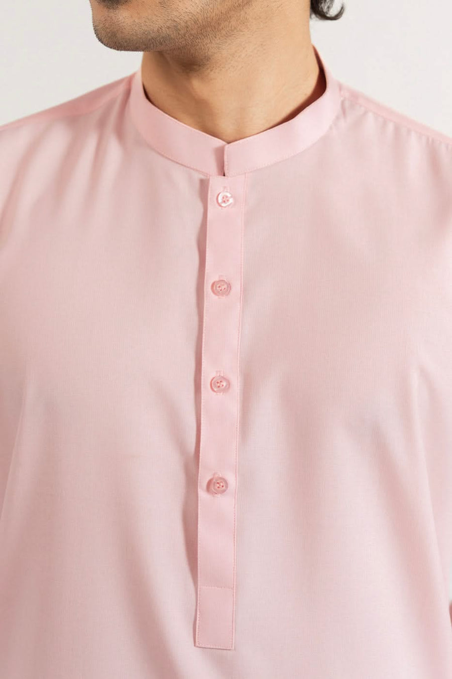 Mulberry Silk Cotton Blend Kurta Band Collar Slim - Pehnaawaa