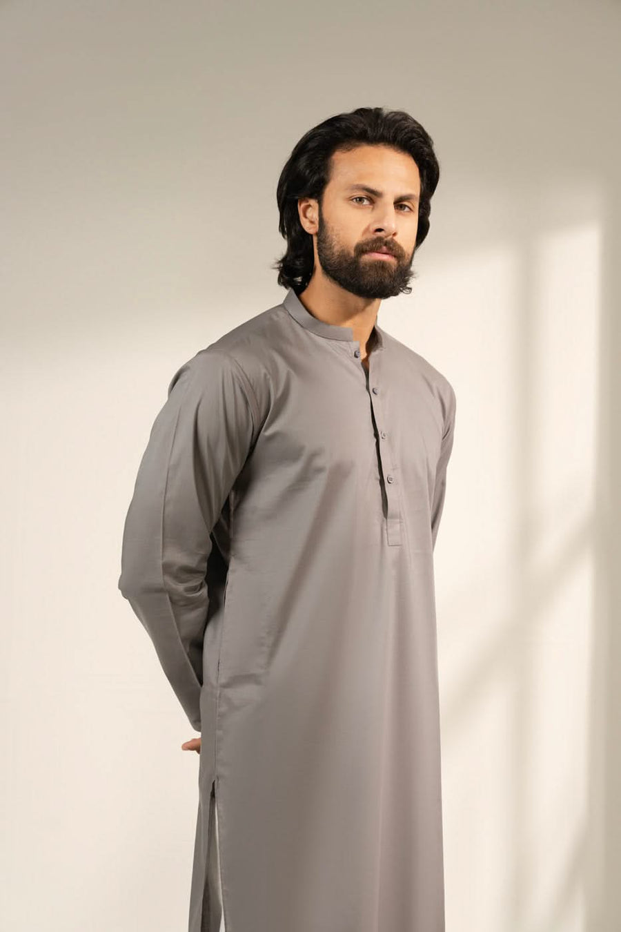 Premium Silk Blend Kurta With Slim Band Collar - Pehnaawaa