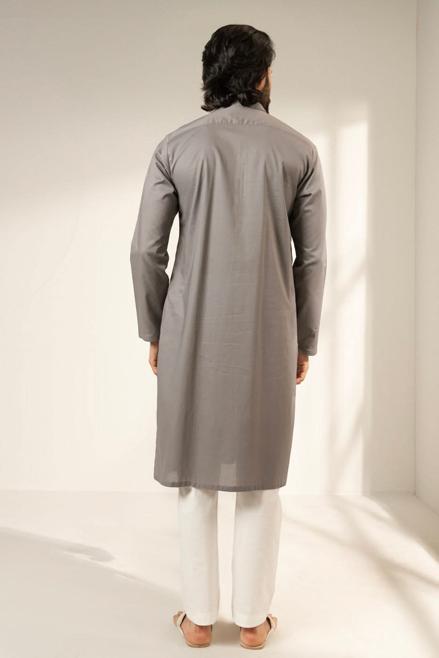 Premium Silk Blend Kurta With Slim Band Collar - Pehnaawaa