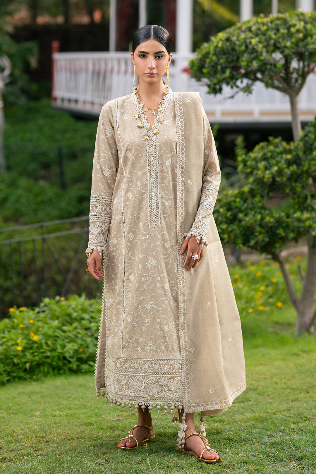 Sand Dune – Embroidered Earthy Beige Lawn 3-Piece Festive Suit