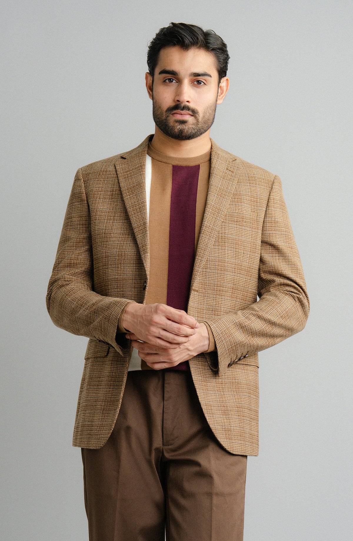 ABLAZE BLAZER -  CAMEL CHECKERED
